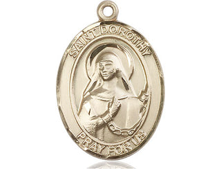 14kt Gold Saint Dorothy Medal Engraved Catholic Saint Jewelry