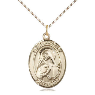 14kt Gold Saint Dorothy Medal Engraved Catholic Saint Jewelry