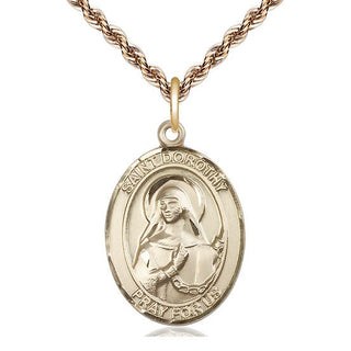 14kt Gold Saint Dorothy Medal Engraved Catholic Saint Jewelry