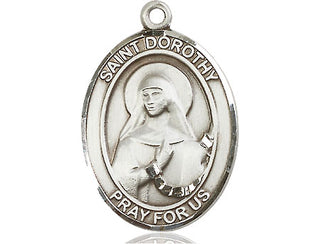Pewter Saint Dorothy Medal Engraved Catholic Saint Jewelry