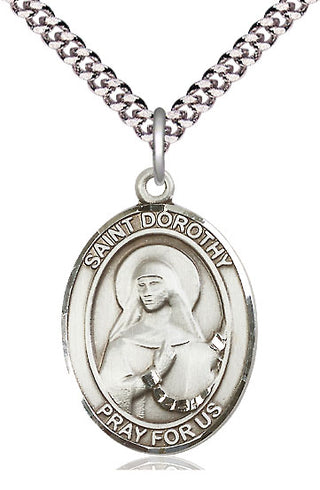 Pewter Saint Dorothy Medal Catholic Jewelry Engraved Catholic Saint Jewelry
