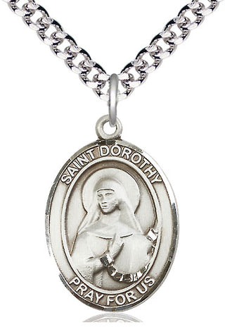 Pewter Saint Dorothy Medal Catholic Jewelry Engraved Catholic Saint Jewelry