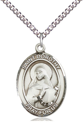 Sterling Silver Saint Dorothy Medal Catholic Jewelry Engraved Catholic Saint Jewelry