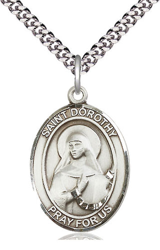 Sterling Silver Saint Dorothy Medal Catholic Jewelry Engraved Catholic Saint Jewelry