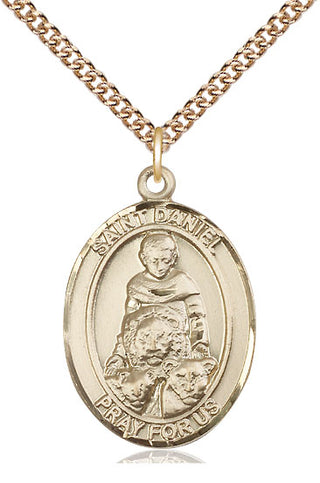 14kt Gold Filled Saint Daniel Medal Catholic Jewelry Engraved Catholic Saint Jewelry