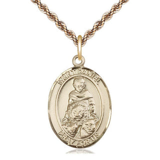 14kt Gold Filled Saint Daniel Medal Catholic Jewelry Engraved Catholic Saint Jewelry