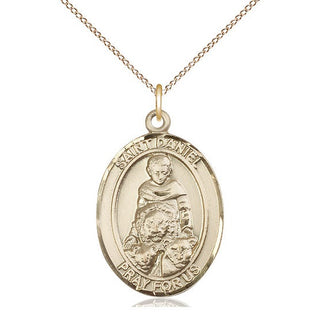 14kt Gold Saint Daniel Medal Engraved Catholic Saint Jewelry