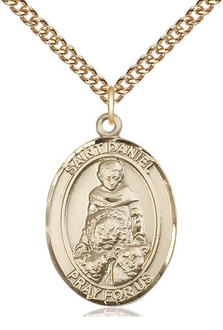 14kt Gold Saint Daniel Medal Engraved Catholic Saint Jewelry