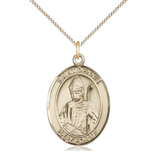 14kt Gold Filled Saint Dennis Medal Catholic Jewelry Engraved Catholic Saint Jewelry