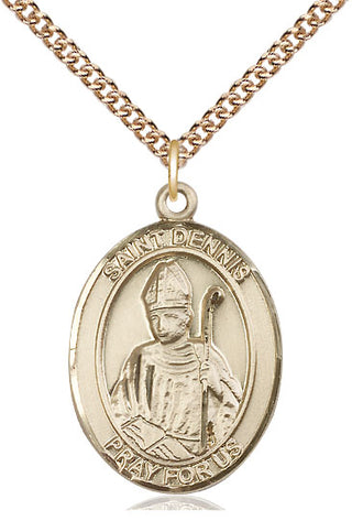 14kt Gold Filled Saint Dennis Medal Catholic Jewelry Engraved Catholic Saint Jewelry