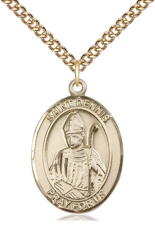 14kt Gold Filled Saint Dennis Medal Catholic Jewelry Engraved Catholic Saint Jewelry