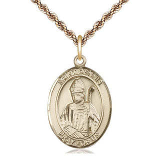 14kt Gold Filled Saint Dennis Medal Catholic Jewelry Engraved Catholic Saint Jewelry