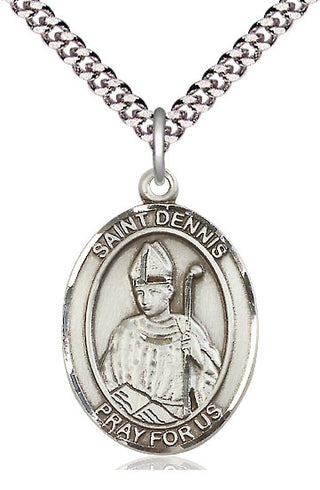 Pewter Saint Dennis Medal Catholic Jewelry Engraved Catholic Saint Jewelry