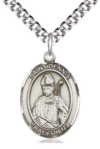 Pewter Saint Dennis Medal Catholic Jewelry Engraved Catholic Saint Jewelry