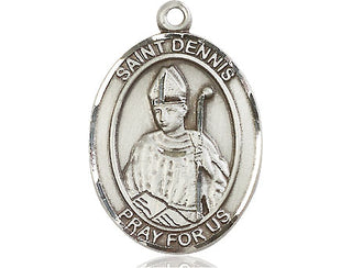 Sterling Silver Saint Dennis Medal Catholic Jewelry Engraved Catholic Saint Jewelry
