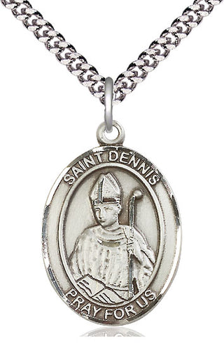 Sterling Silver Saint Dennis Medal Catholic Jewelry Engraved Catholic Saint Jewelry