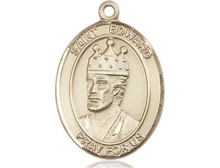 14kt Gold Filled Saint Edward the Confessor Medal Engraved Catholic Saint Jewelry
