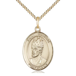 14kt Gold Filled Saint Edward the Confessor Medal Catholic Jewelry Engraved Catholic Saint Jewelry