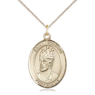 14kt Gold Filled Saint Edward the Confessor Medal Catholic Jewelry Engraved Catholic Saint Jewelry