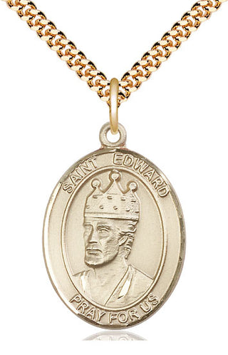 14kt Gold Filled Saint Edward the Confessor Medal Catholic Jewelry Engraved Catholic Saint Jewelry
