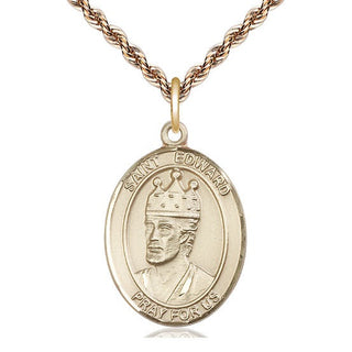 14kt Gold Filled Saint Edward the Confessor Medal Catholic Jewelry Engraved Catholic Saint Jewelry