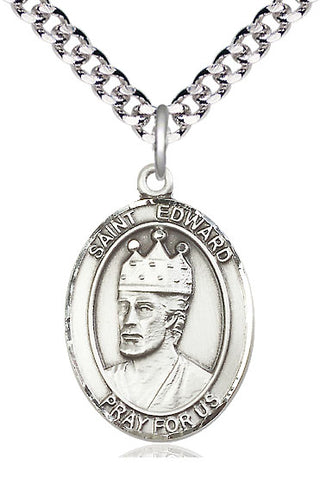 Pewter Saint Edward the Confessor Medal Catholic Jewelry Engraved Catholic Saint Jewelry