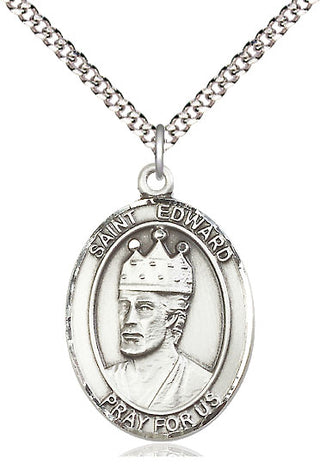 Pewter Saint Edward the Confessor Medal Catholic Jewelry Engraved Catholic Saint Jewelry