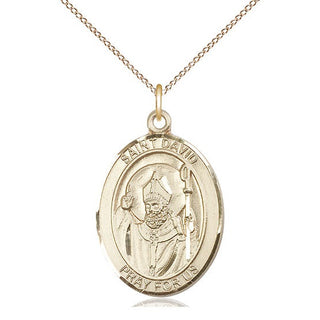 14kt Gold Saint David of Wales Medal Engraved Catholic Saint Jewelry