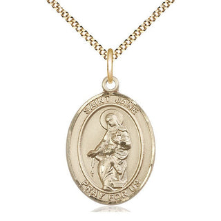 14kt Gold Filled Saint Jane of Valois Medal Catholic Jewelry Engraved Catholic Saint Jewelry