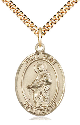 14kt Gold Filled Saint Jane of Valois Medal Catholic Jewelry Engraved Catholic Saint Jewelry