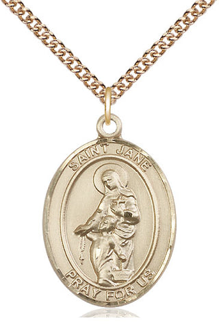 14kt Gold Filled Saint Jane of Valois Medal Catholic Jewelry Engraved Catholic Saint Jewelry