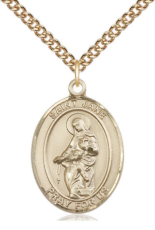 14kt Gold Filled Saint Jane of Valois Medal Catholic Jewelry Engraved Catholic Saint Jewelry