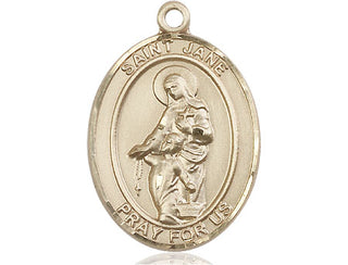 14kt Gold Saint Jane of Valois Medal Engraved Catholic Saint Jewelry