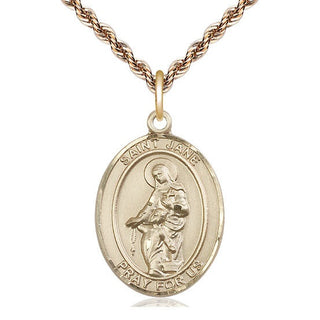 14kt Gold Saint Jane of Valois Medal Engraved Catholic Saint Jewelry