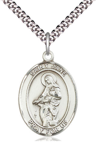 Sterling Silver Saint Jane of Valois Medal Catholic Jewelry Engraved Catholic Saint Jewelry