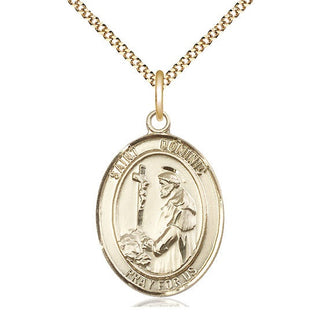 14kt Gold Filled Saint Dominic de Guzman Medal Catholic Jewelry Engraved Catholic Saint Jewelry