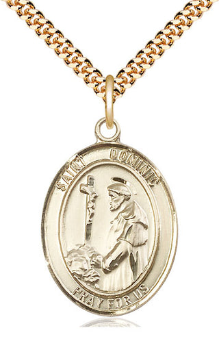 14kt Gold Filled Saint Dominic de Guzman Medal Catholic Jewelry Engraved Catholic Saint Jewelry
