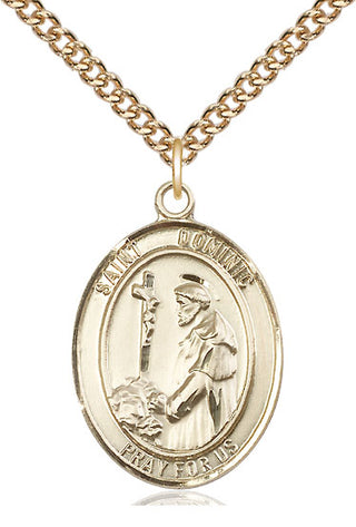 14kt Gold Filled Saint Dominic de Guzman Medal Catholic Jewelry Engraved Catholic Saint Jewelry