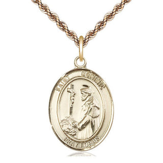 14kt Gold Filled Saint Dominic de Guzman Medal Catholic Jewelry Engraved Catholic Saint Jewelry
