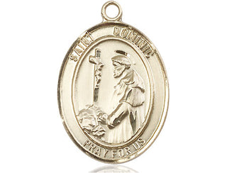 14kt Gold Saint Dominic de Guzman Medal Engraved Catholic Saint Jewelry