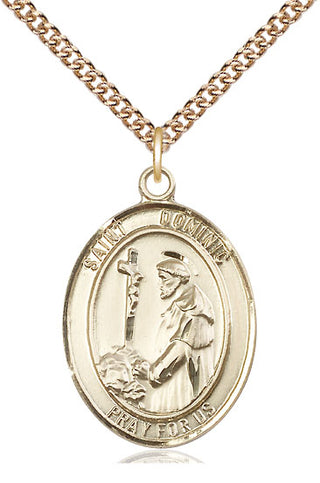 14kt Gold Saint Dominic de Guzman Medal Engraved Catholic Saint Jewelry