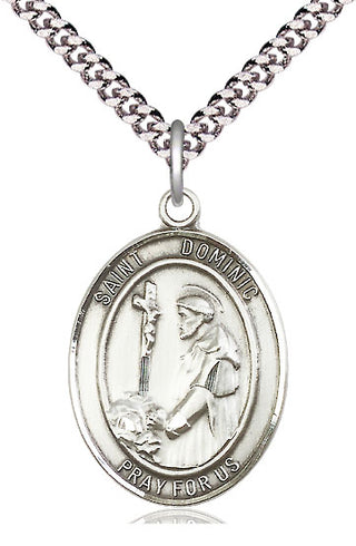 Pewter Saint Dominic de Guzman Medal Catholic Jewelry Engraved Catholic Saint Jewelry