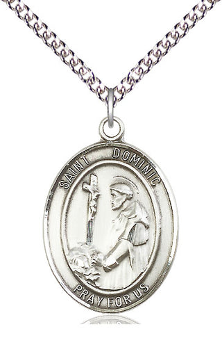 Sterling Silver Saint Dominic de Guzman Medal Catholic Jewelry Engraved Catholic Saint Jewelry