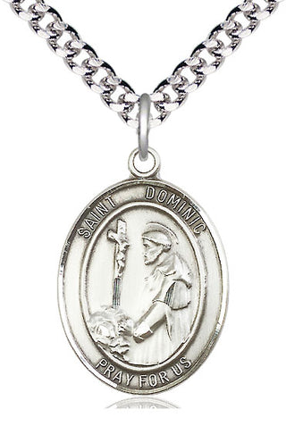 Sterling Silver Saint Dominic de Guzman Medal Catholic Jewelry Engraved Catholic Saint Jewelry