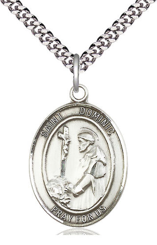 Sterling Silver Saint Dominic de Guzman Medal Catholic Jewelry Engraved Catholic Saint Jewelry