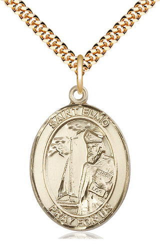14kt Gold Filled Saint Elmo Medal Catholic Jewelry Engraved Catholic Saint Jewelry