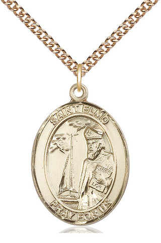 14kt Gold Filled Saint Elmo Medal Catholic Jewelry Engraved Catholic Saint Jewelry