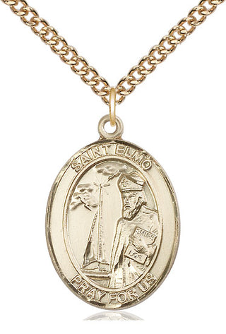 14kt Gold Filled Saint Elmo Medal Catholic Jewelry Engraved Catholic Saint Jewelry
