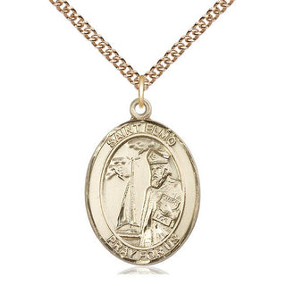 14kt Gold Saint Elmo Medal Engraved Catholic Saint Jewelry