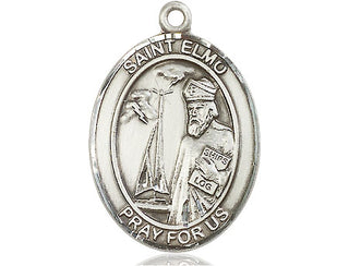 Pewter Saint Elmo Medal Engraved Catholic Saint Jewelry